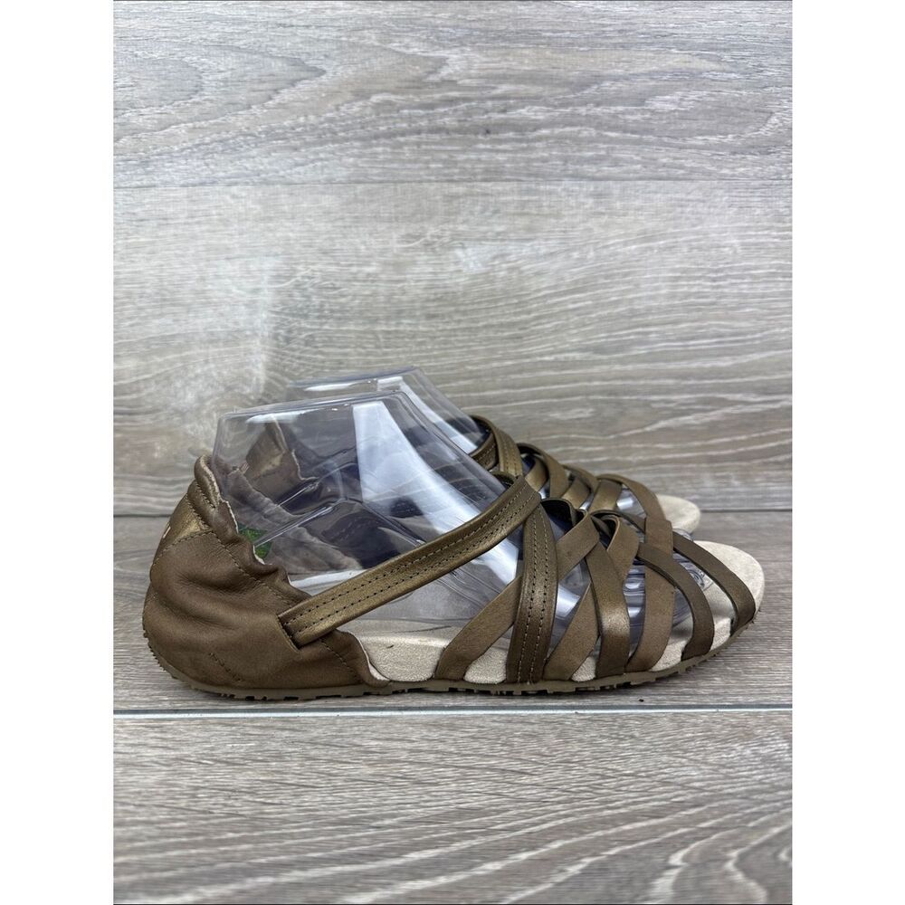 Ahnu Maia Women’s Sz 9 Strappy Huarache Dusty Gold Leather Ballet Flat Sandals